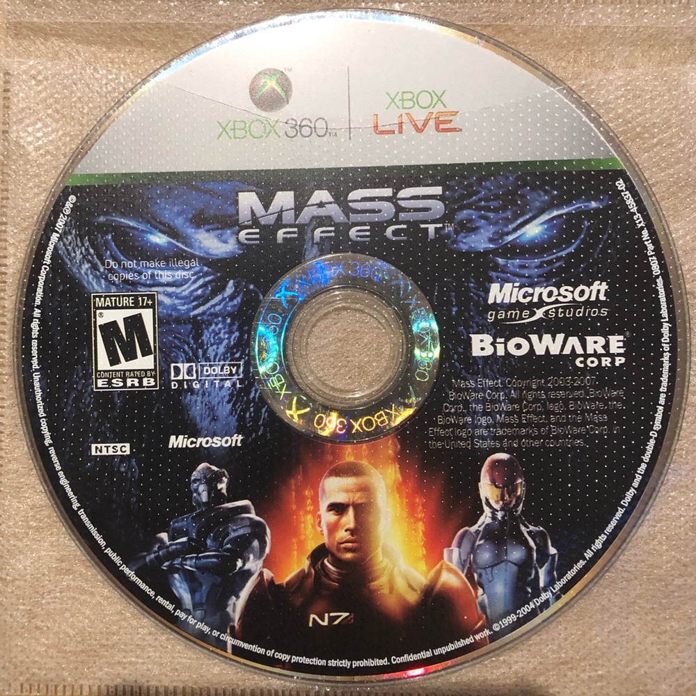 3/$40 Mass Effect - Xbox 360- Disc Only